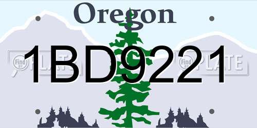 1BD9221 Oregon License Plate
