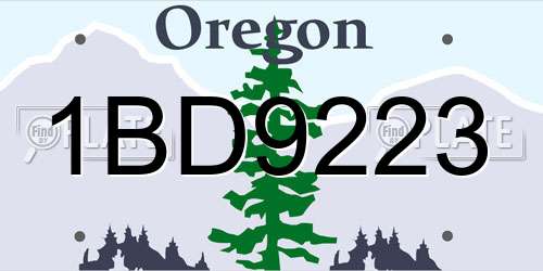 1BD9223 Oregon License Plate