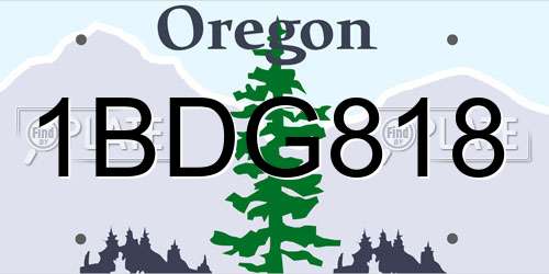 1BDG818 Oregon License Plate