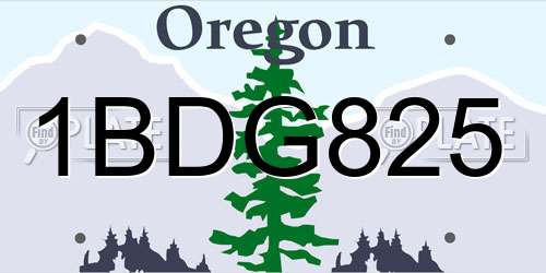 1BDG825 Oregon License Plate