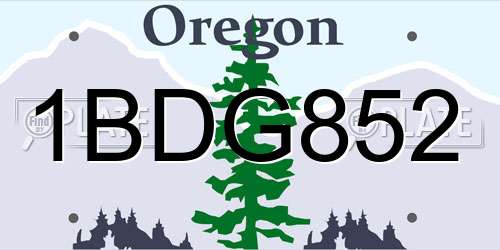 1BDG852 Oregon License Plate