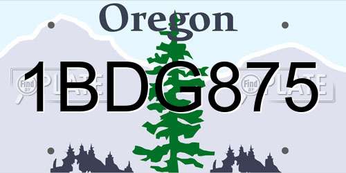 1BDG875 Oregon License Plate