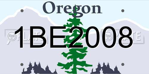 1BE2008 Oregon License Plate