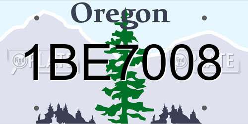 1BE7008 Oregon License Plate