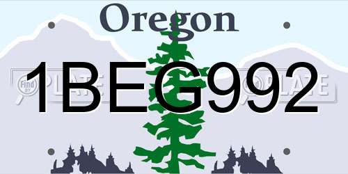 1BEG992 Oregon License Plate
