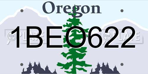 1BEO622 Oregon License Plate
