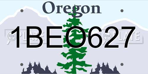 1BEO627 Oregon License Plate