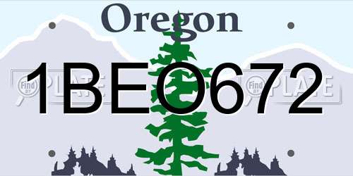 1BEO672 Oregon License Plate