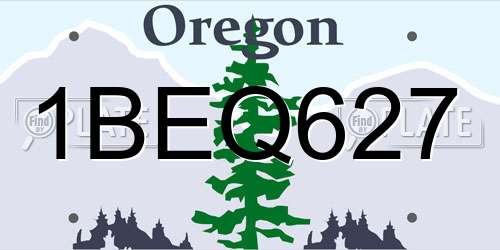1BEQ627 Oregon License Plate