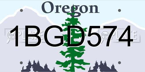 1BGD574 Oregon License Plate