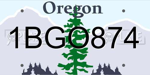 1BGO874 Oregon License Plate
