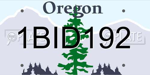 1BID192 Oregon License Plate
