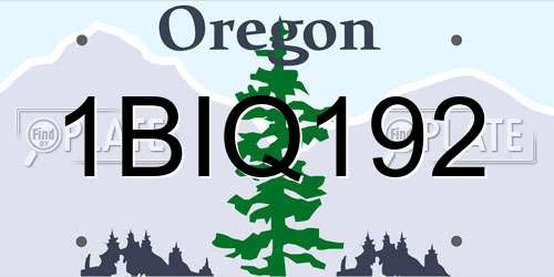1BIQ192 Oregon License Plate
