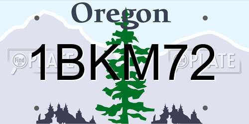 1BKM72 Oregon License Plate