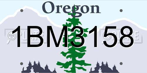 1BM3158 Oregon License Plate
