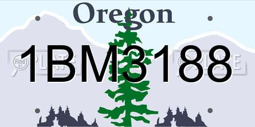 1BM3188 Oregon License Plate