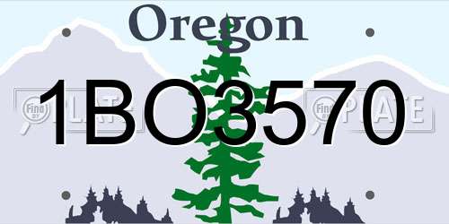 1BO3570 Oregon License Plate
