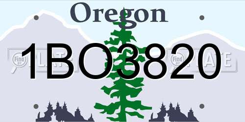 1BO3820 Oregon License Plate