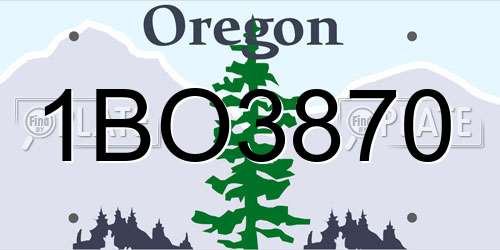 1BO3870 Oregon License Plate