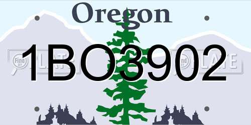 1BO3902 Oregon License Plate