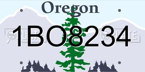 1BO8234 Oregon License Plate