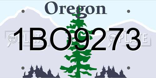 1BO9273 Oregon License Plate