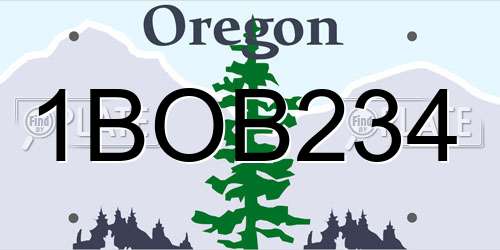 1BOB234 Oregon License Plate