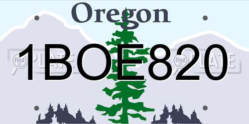 1BOE820 Oregon License Plate