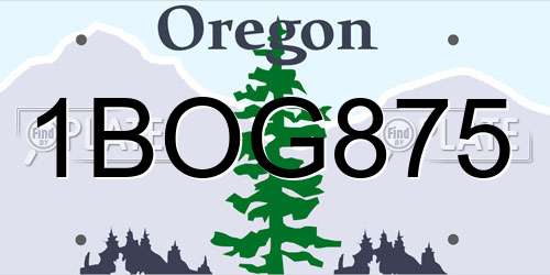 1BOG875 Oregon License Plate