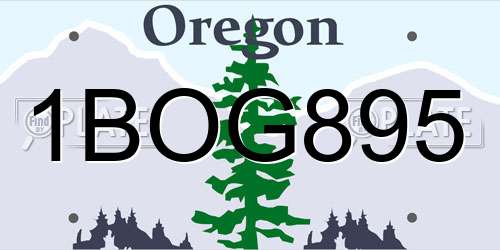 1BOG895 Oregon License Plate