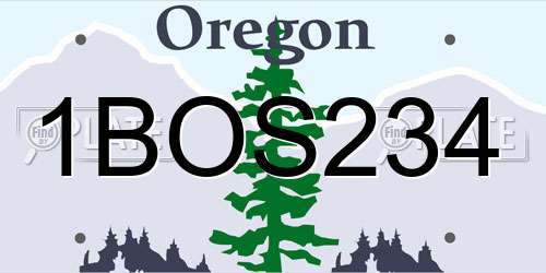 1BOS234 Oregon License Plate