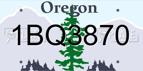 1BQ3870 Oregon License Plate