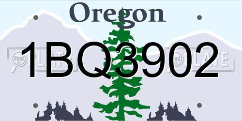 1BQ3902 Oregon License Plate
