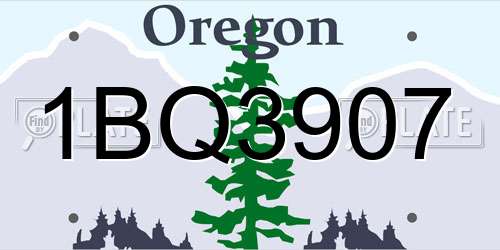 1BQ3907 Oregon License Plate
