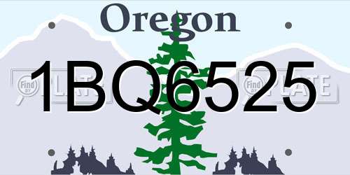 1BQ6525 Oregon License Plate