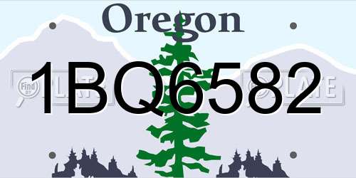 1BQ6582 Oregon License Plate
