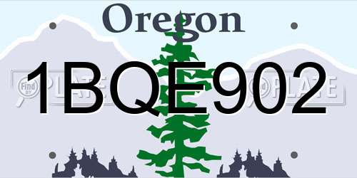 1BQE902 Oregon License Plate