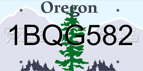 1BQG582 Oregon License Plate