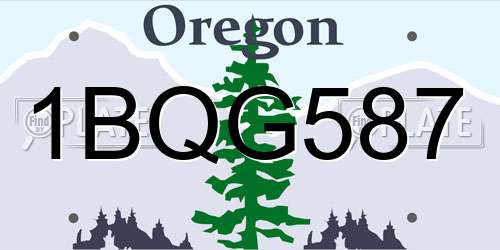 1BQG587 Oregon License Plate