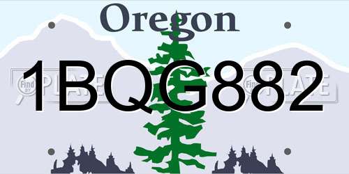 1BQG882 Oregon License Plate