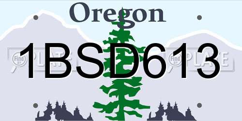 1BSD613 Oregon License Plate