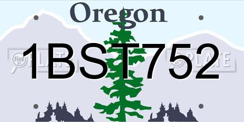 1BST752 Oregon License Plate