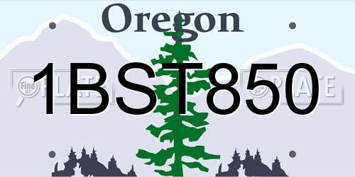 1BST850 Oregon License Plate