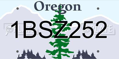 1BSZ252 Oregon License Plate
