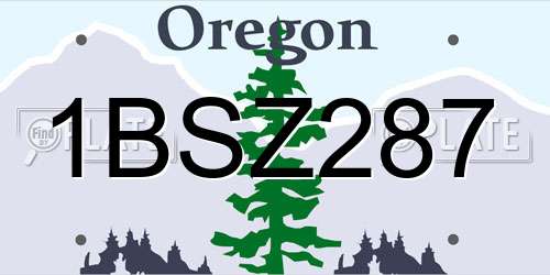 1BSZ287 Oregon License Plate