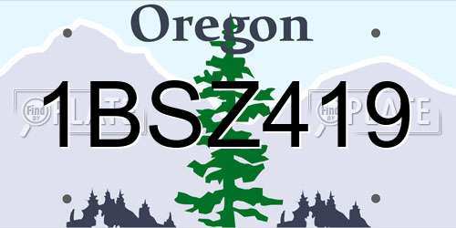 1BSZ419 Oregon License Plate