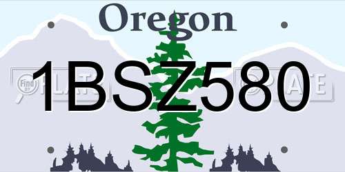 1BSZ580 Oregon License Plate