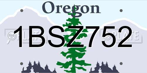 1BSZ752 Oregon License Plate