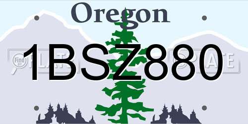 1BSZ880 Oregon License Plate