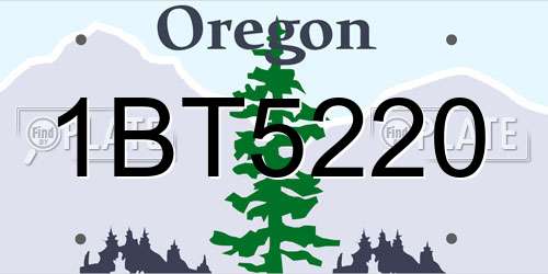 1BT5220 Oregon License Plate